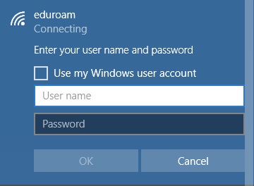 Windows 10 eduroam credentials